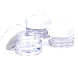 Lip Balm Pots 1/8 oz., Clear with White Caps (12 pack) - Cricket Creek 