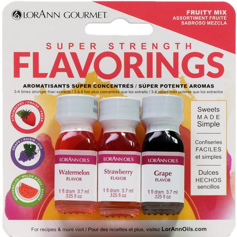 Fruity Mix Dram Combo Pack Strawberry Flavor, Grape Flavor, Watermelon Flavor, LorAnn - Cricket Creek 