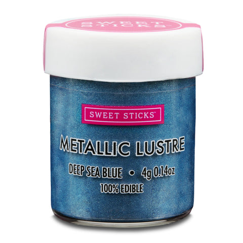 METALLIC DEEP SEA BLUE Edible Lustre Dust by Sweet Sticks 4g Water Activated Decorative Cake Luster Powder Paint