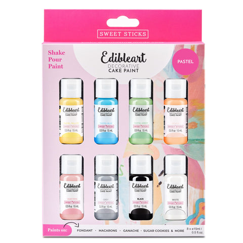 PASTEL COLORS 8 PACK Edible Art Decorative Cake Paint by Sweet Sticks, 15ml each, Cookie Painting, Cake Decorating