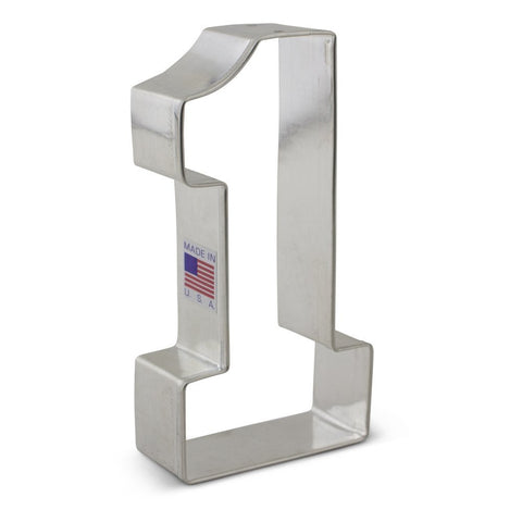 Large Number One Cookie Cutter, #1, Ann Clark 4.4 Inches, Tin Plated Steel